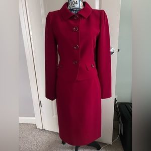 Tahari Red Two Piece Skirt Suit